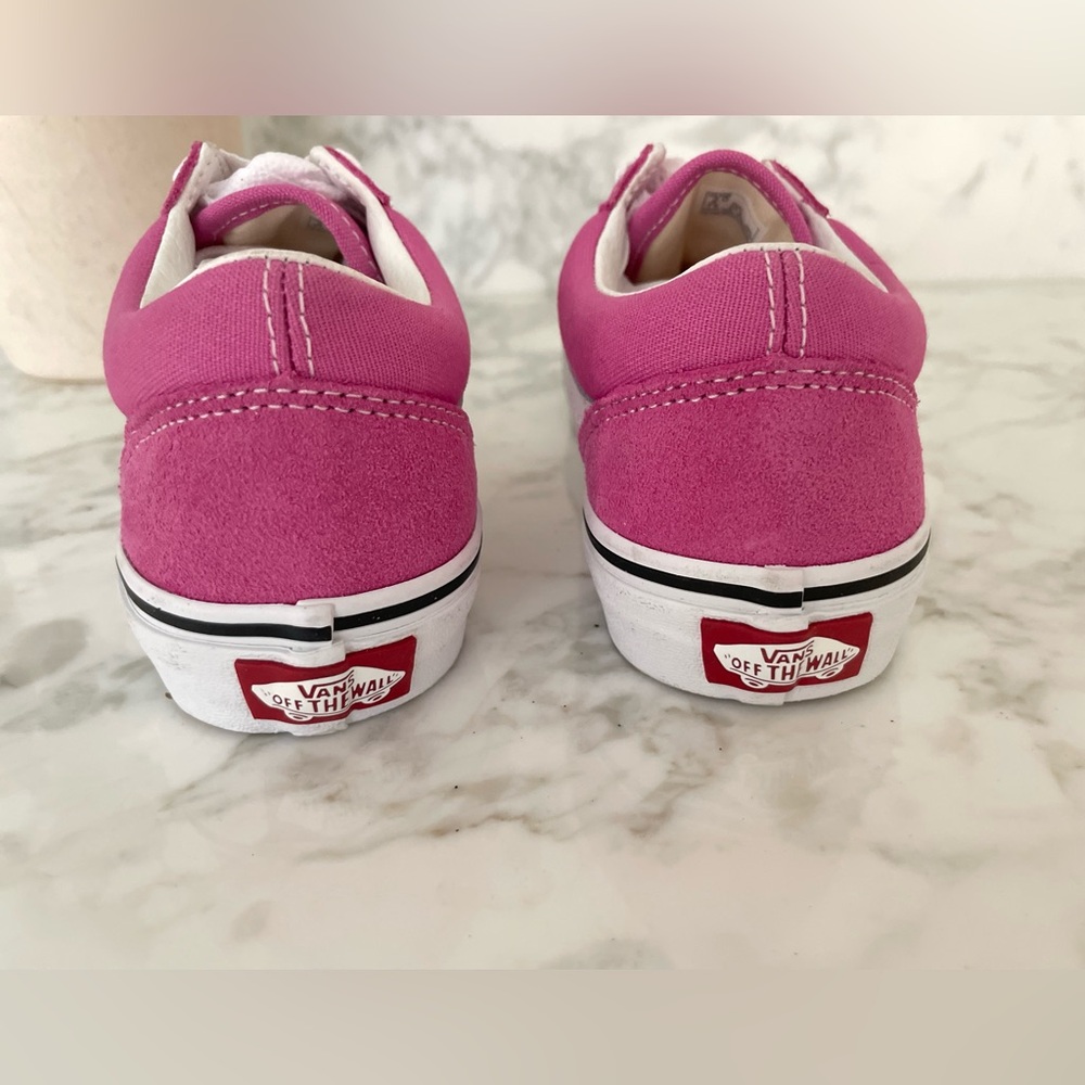 Vans Old Skool Fuchsia Pink Youth Size 2 Classic Lace Up Shoes Girls - Picture 4 of 8
